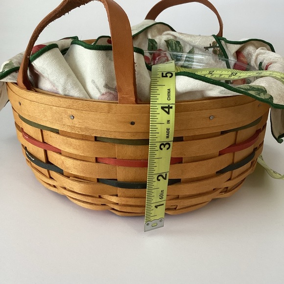 LONGABERGER BASKETS: 2001 10 inch handwoven basket with liner 4 section divider - Picture 10 of 11